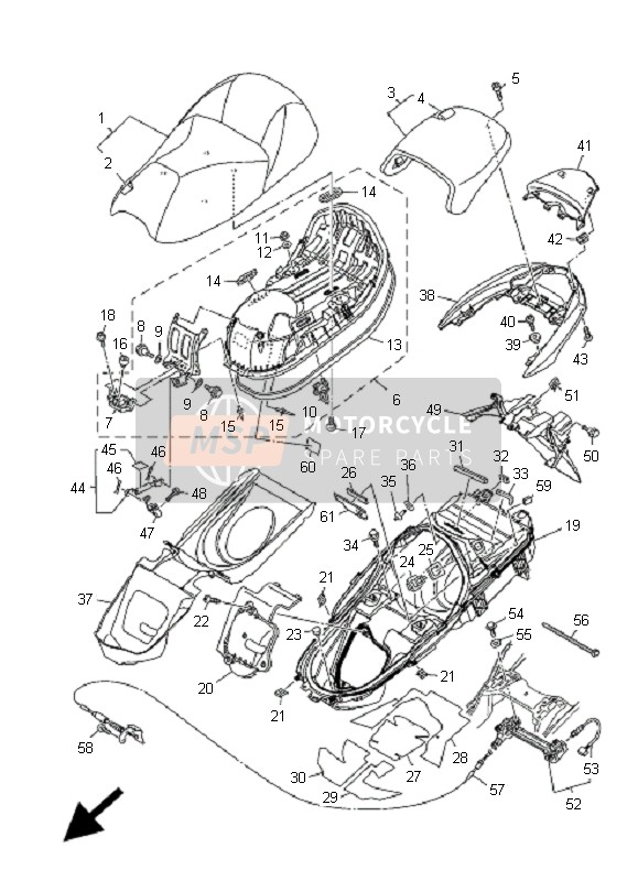 Yamaha YP400A MAJESTY 2009 Asiento para un 2009 Yamaha YP400A MAJESTY